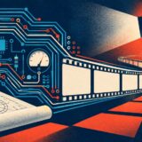 電気回路から映画のフィルムへつながる理工学と俳優のキャリアのイラスト