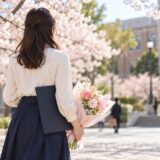 卒業証書と花束を手にした大学卒業のイメージ